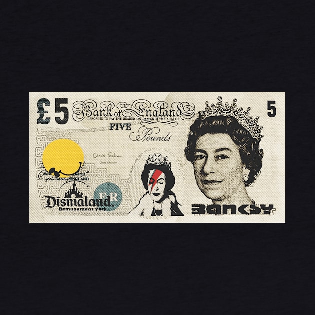 Queen Elizabeth Bowie Tribute on a Fiver by EvanRude